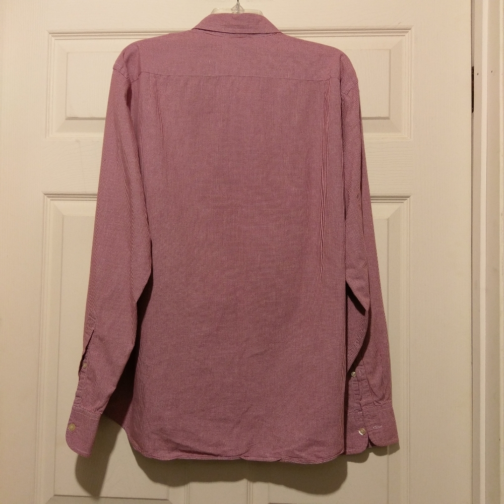 J. Crew Red Checked Button-Down, Size Large - image 4